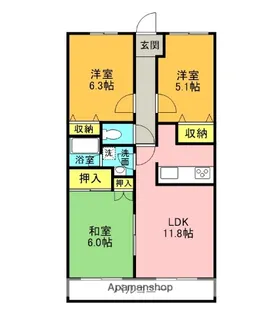 リバーサイド雪沢【605号室】の間取り