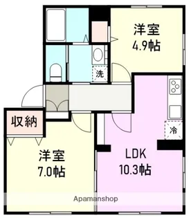 ヒルズ五本松【1階】の間取り
