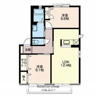 カメリア・コート【B201号室】の間取り
