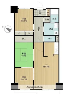 サンシエスタ三島萩【6階】の間取り