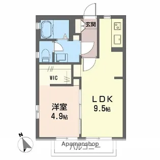 1LDKの間取り画像