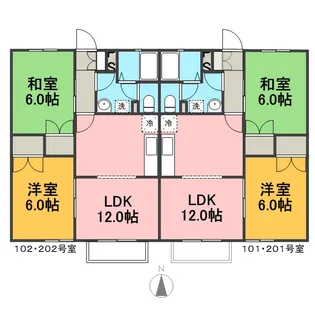 コーポリリーⅢ【202号室】の間取り