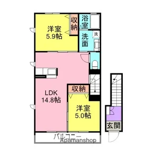CasaさくらA・B【2階】の間取り