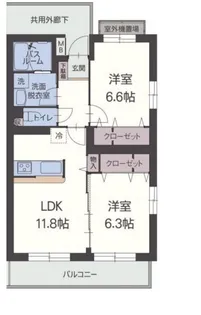 ペアーフィールドB【4階】の間取り
