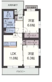 ペアーフィールドB【4階】の間取り