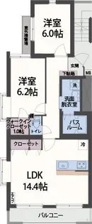 アンソレイエ祇園原【2階】の間取り