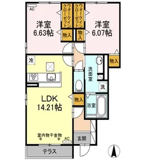 シックル フィールド【1階】の間取り