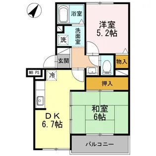 ライジングサン関野【2階】の間取り