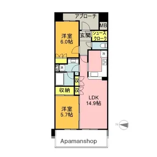 シャリエ三島一番町【4階】の間取り