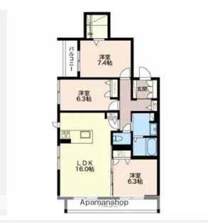 VILLA DEL FORTE【202号室】の間取り