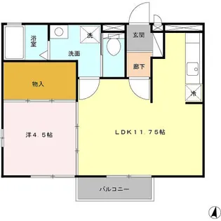 1LDKの間取り画像
