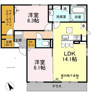 レジデンス ラシュレ Ⅰ【1階】の間取り