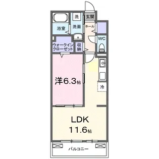 ロイヤル長伏【2階】の間取り