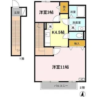 ルミエール花の木 B【2階】の間取り
