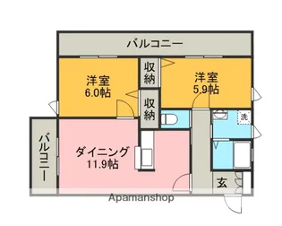 グリーンハイム土屋2【203号室】の間取り