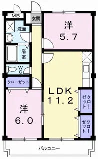 コーポレイト梨坂【3階】の間取り