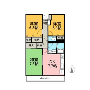アビタシオン松長【3階】の間取り