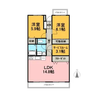 サンパティーク香貫【2階】の間取り