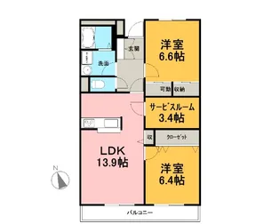 サンパティーク香貫【1階】の間取り