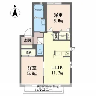 ディアス下土狩【1階】の間取り