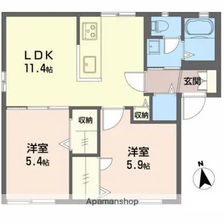 フレグランス若葉【A101号室】の間取り