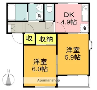 コーポセルリアABC【A102号室】の間取り