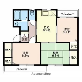 グランメール千本B【4階】の間取り