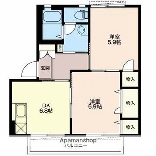 ハウスウッドベル【A102号室】の間取り