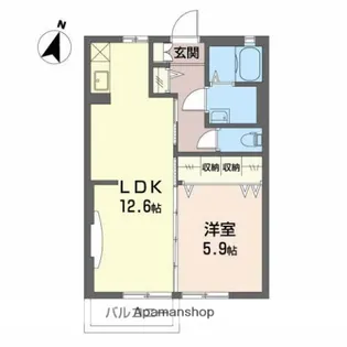 ジュネスTOUMEI【A201号室】の間取り
