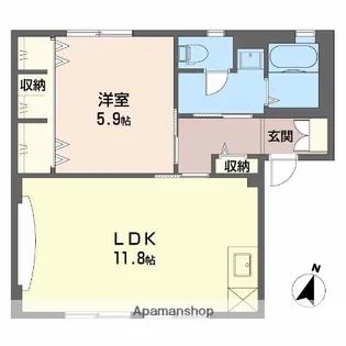 ジュネスTOUMEI【1階】の間取り