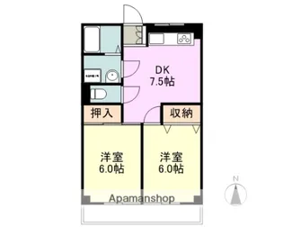 ひばりヶ丘マンションD棟【2階】の間取り