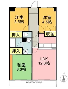 サニープレイス【Ⅱ-206号室】の間取り
