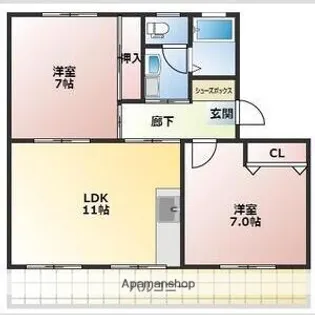 2LDKの間取り画像