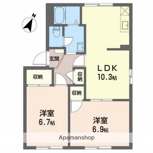 タウニーA【1階】の間取り