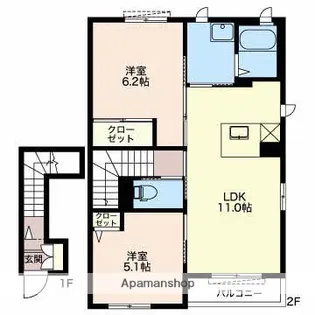 アネシス【A202号室】の間取り