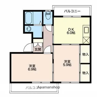 グランメール千本D【401号室】の間取り
