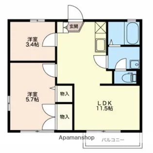 ルミエールタムラB【202号室】の間取り
