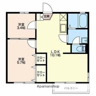 ルミエールタムラB【2階】の間取り
