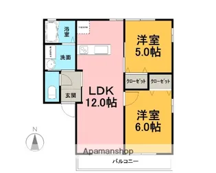 レトアRainBow B【1階】の間取り