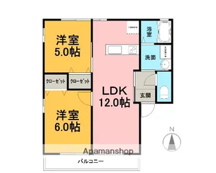 レトアRAINBOW B【1階】の間取り