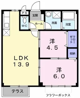 エルディム堤下B【1階】の間取り