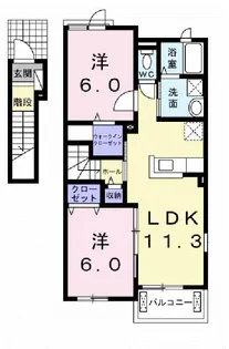 ウッドヴィレッジ【2階】の間取り