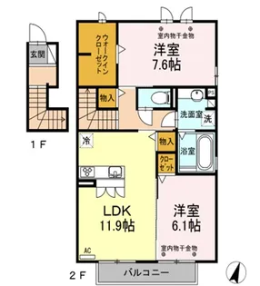 カーサ ソレアード【2階】の間取り