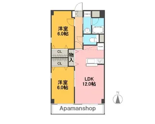 シーショア・下河原【201号室】の間取り
