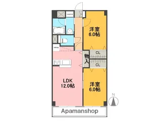 シーショア・下河原【402号室】の間取り