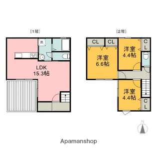 静岡県沼津市若葉町【テラスハウス】の間取り