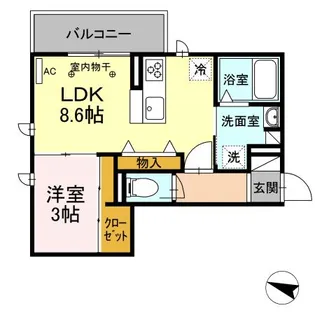 GRASS FIELDS SERENAⅢ(グラスフィールズセ【2階】の間取り