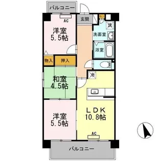 クレスト西添【403号室】の間取り