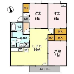 セジュール西添 B【2階】の間取り