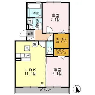 ウィルモアM2【1階】の間取り